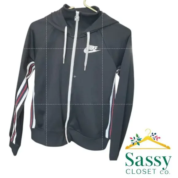 Nike Zip Hoodie Black/Red Trim Women’s Sz S Athleisure Streetwear Layer EUC - Picture 7 of 7